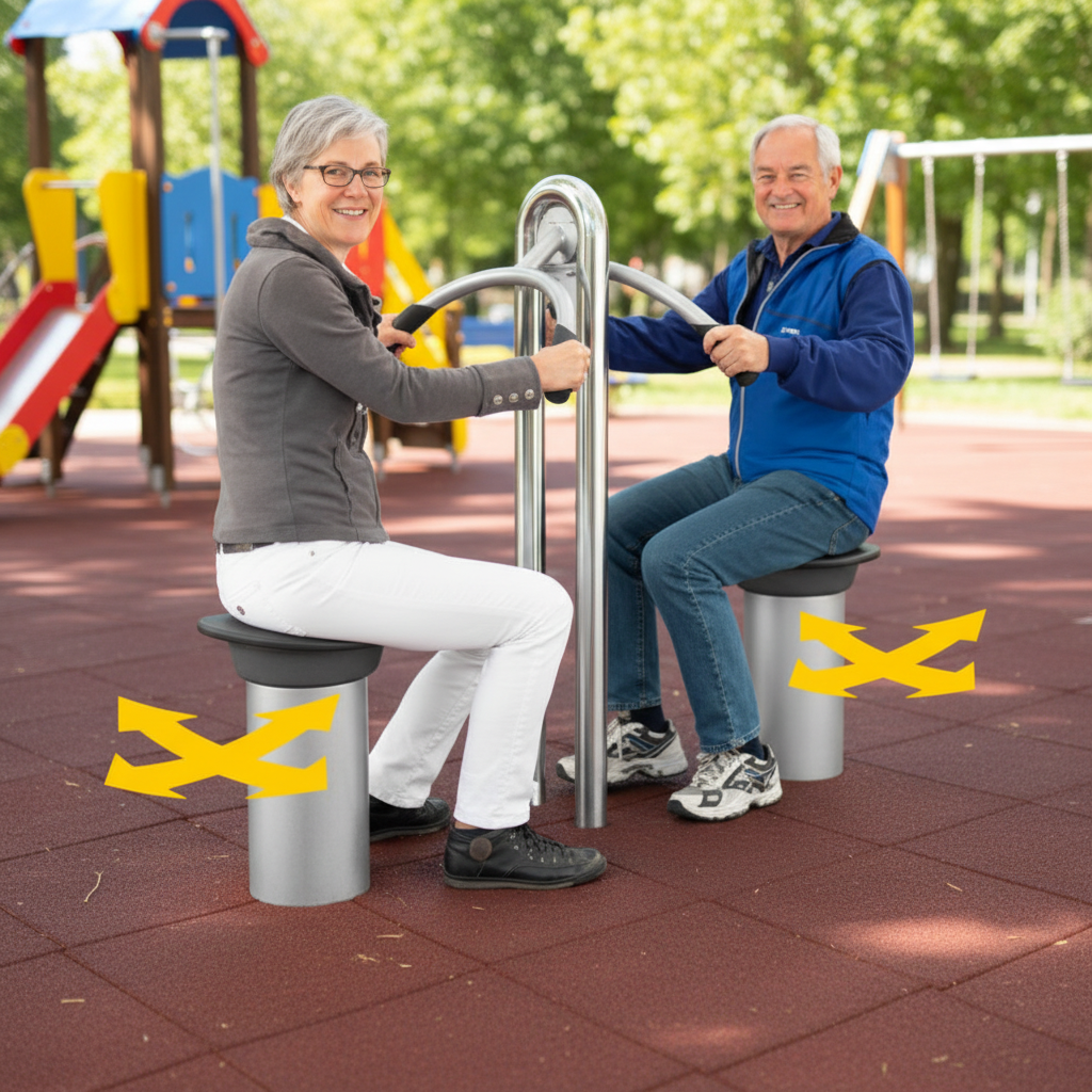 картинка УТЭ-049П БАЛАНСИР СИДЯ ДВОЙНОЙ  от производителя реабилитационного оборудования и ЛФК