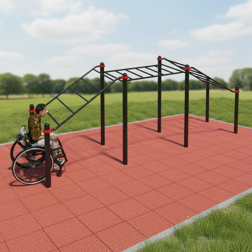 картинка W-8.04 Рукоход трехуровневый для инвалидов-колясочников от производителя реабилитационного оборудования и ЛФК