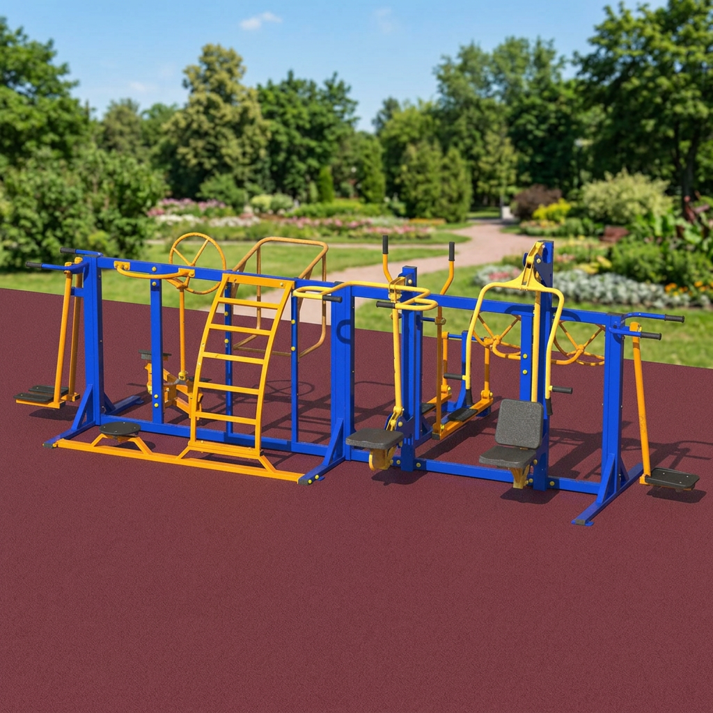 картинка УТИ-001 Уличный тренажерный комплекс для инвалидов-колясочников от производителя реабилитационного оборудования и ЛФК