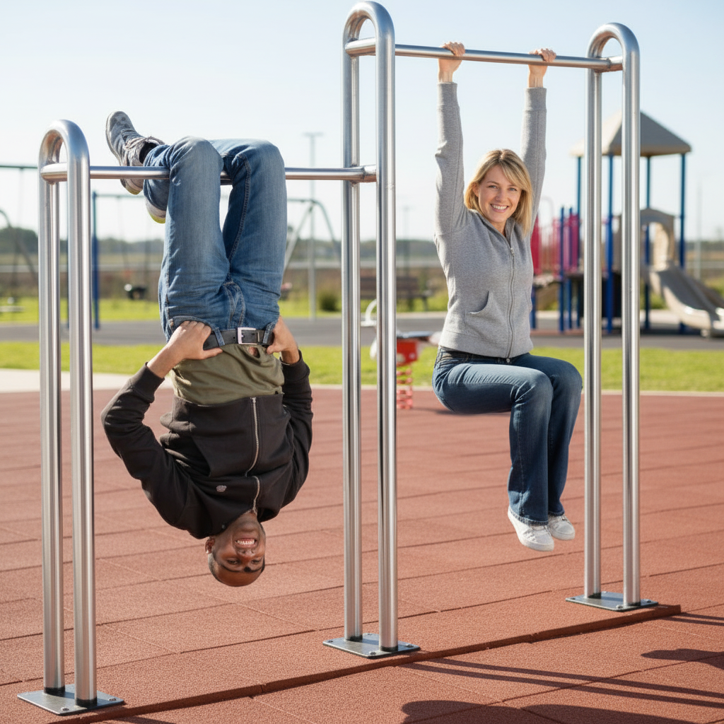 картинка УТЭ-047П ТУРНИК ДВОЙНОЙ РАЗНОУРОВНЕВЫЙ от производителя реабилитационного оборудования и ЛФК