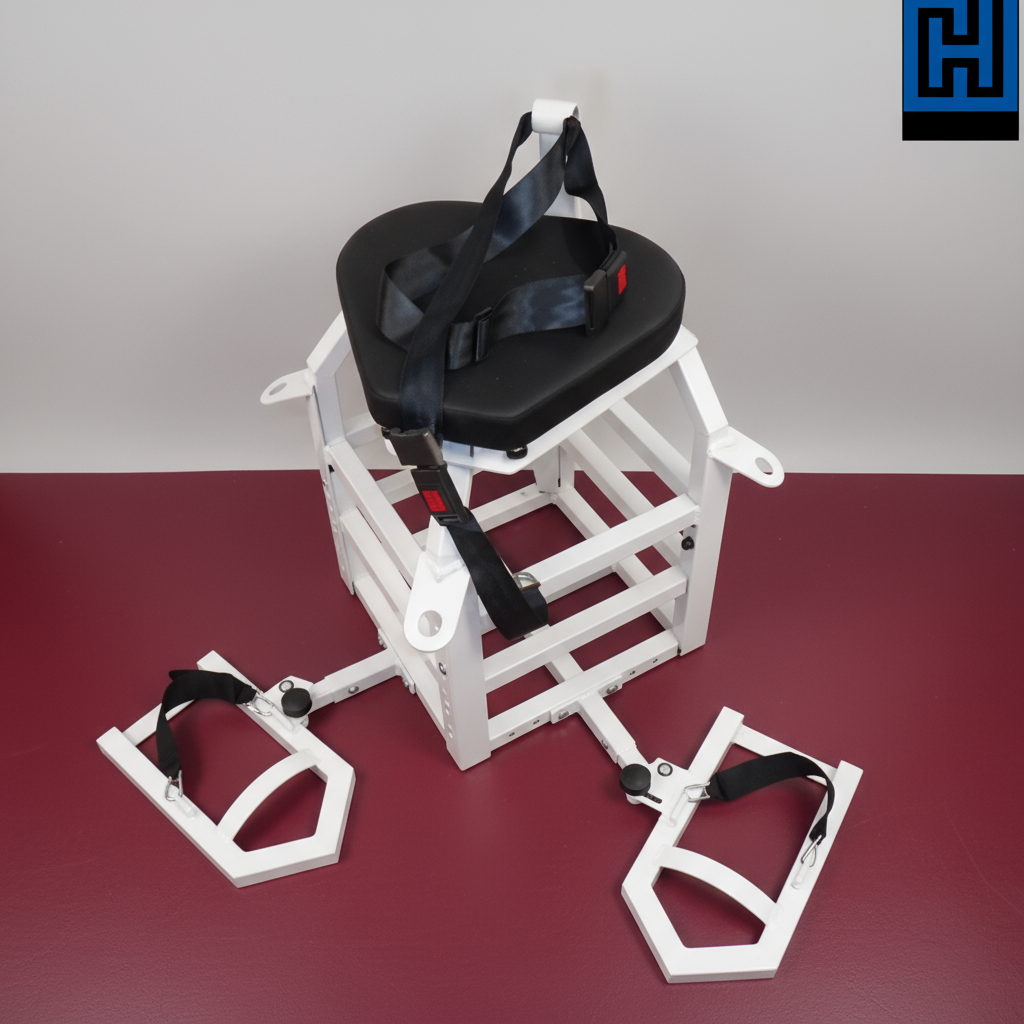 картинка Стул для метания копья, диска, ядра с регулируемыми упорами для ног от производителя реабилитационного оборудования и ЛФК