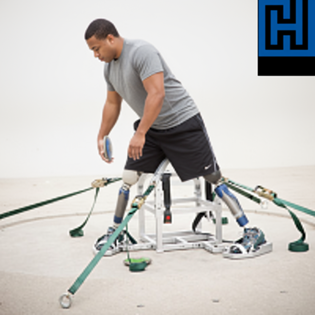 картинка Стул для метания копья, диска, ядра с регулируемыми упорами для ног от производителя реабилитационного оборудования и ЛФК