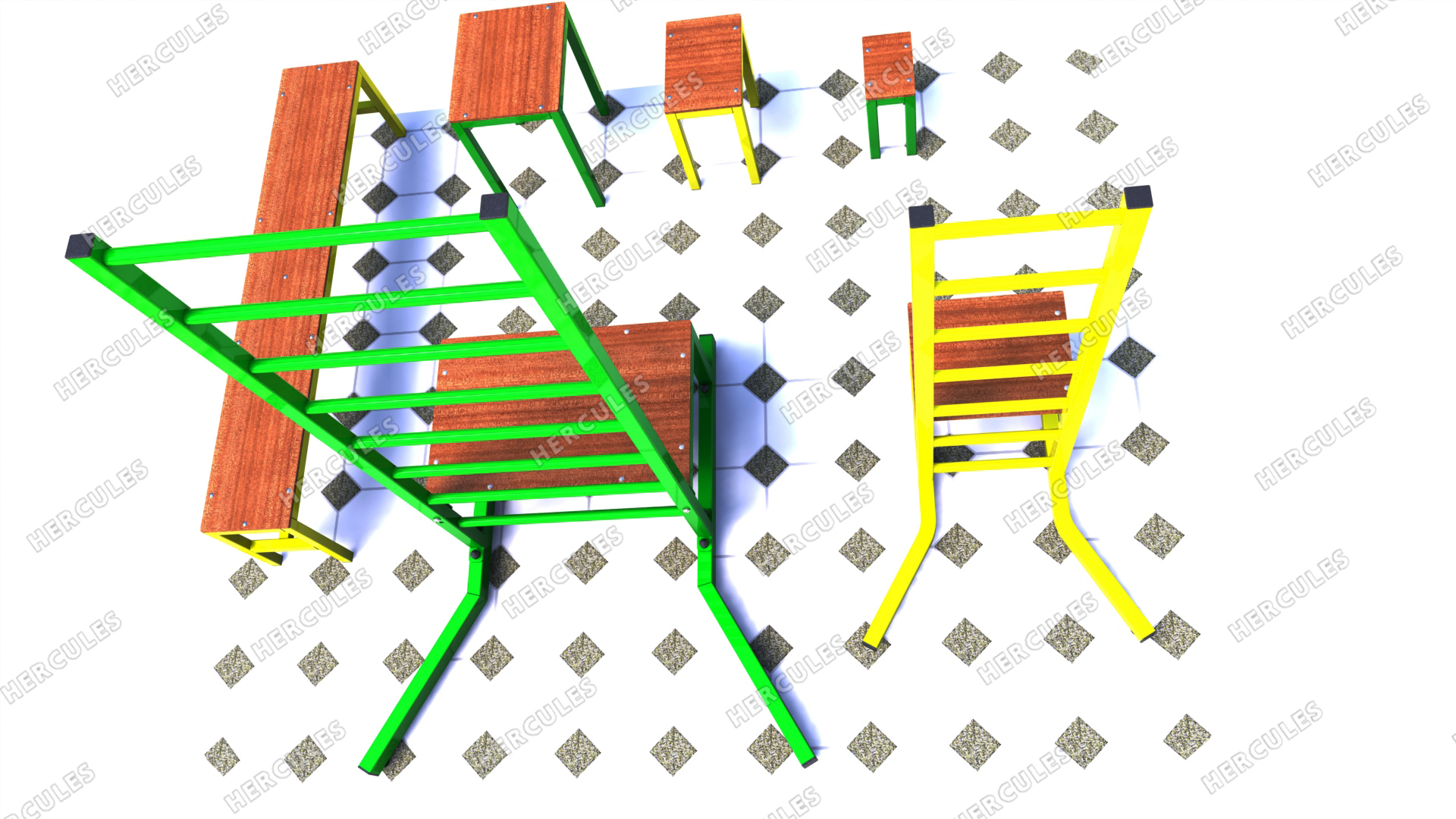 картинка Набор оборудования для ЛФК (стул, скамейка, скамейки-вкладыши) от производителя реабилитационного оборудования и ЛФК
