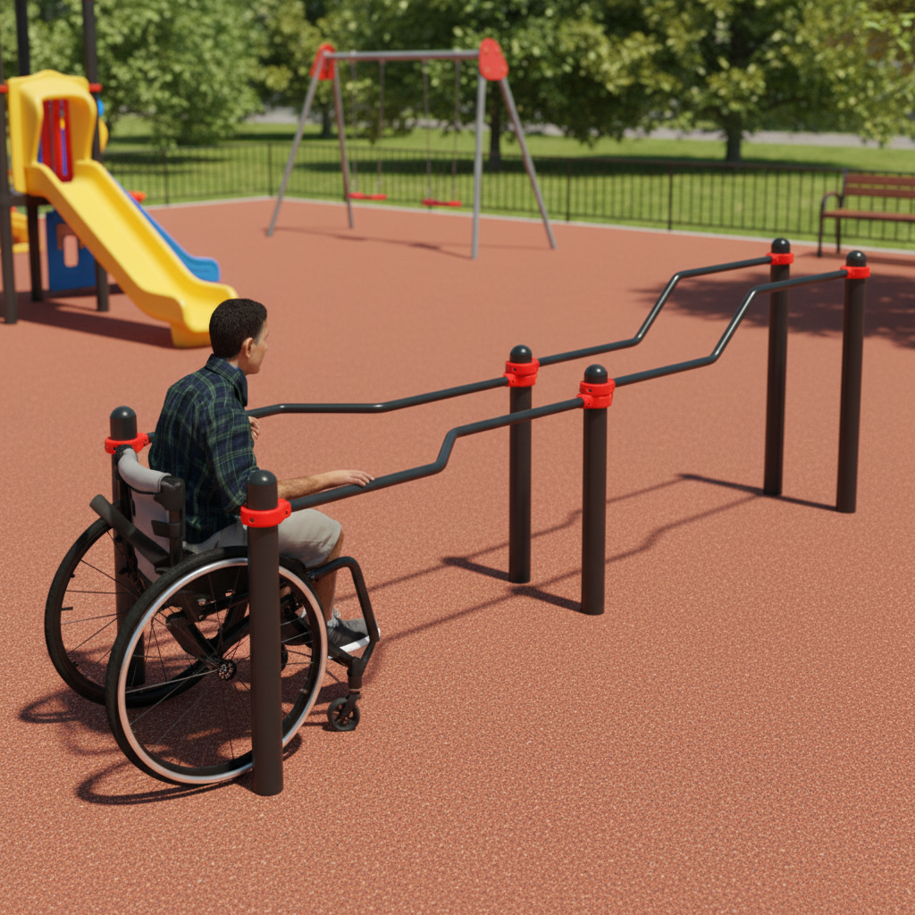 картинка W-8.02 Брусья разноуровневые с подъездом для кресло-коляски от производителя реабилитационного оборудования и ЛФК