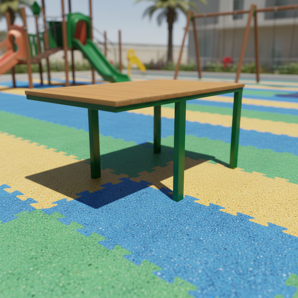 картинка УТИ-027 Стол уличный с местом для кресла-коляски от производителя реабилитационного оборудования и ЛФК