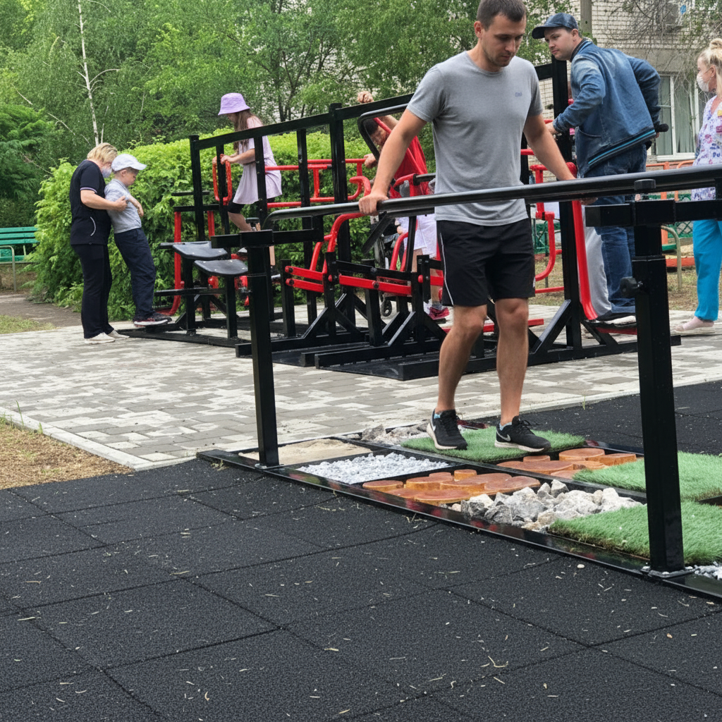 картинка Дорожка для езды на кресле-коляске с гравием 3 x 1 м от производителя реабилитационного оборудования и ЛФК