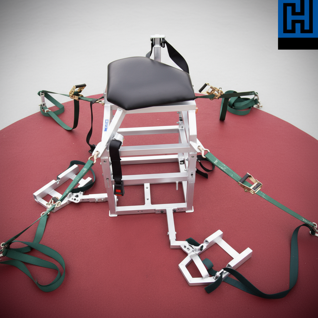 картинка Стул для метания копья, диска, ядра с регулируемыми упорами для ног от производителя реабилитационного оборудования и ЛФК